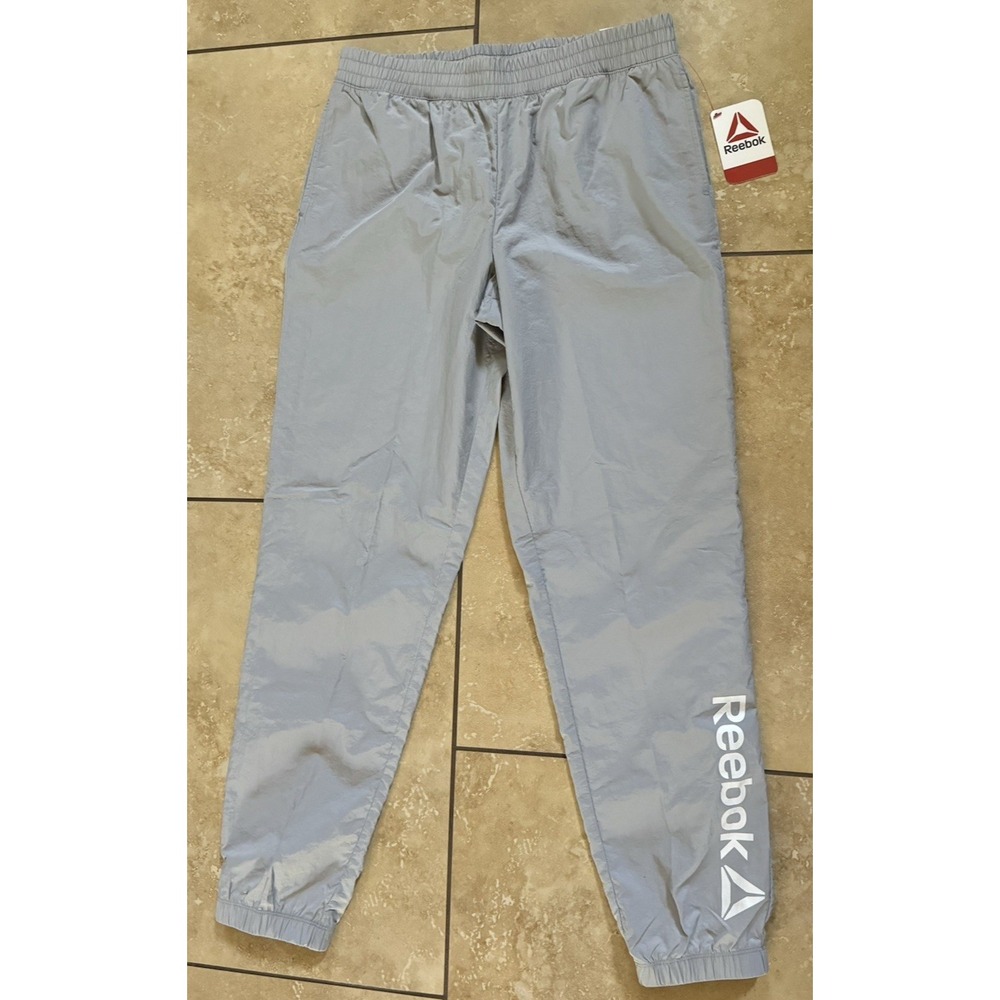 REEBOK Jogger Pants Boys size XXL (18) Relaxed Windbreaker Sleet Gray NEW‎